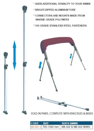 Bimini Telescopic Support Poles OCEANSOUTH