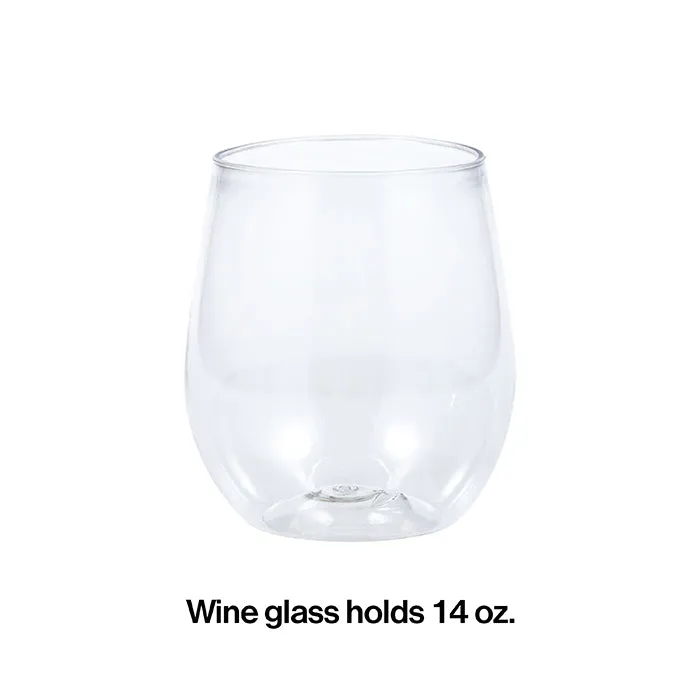 Bulk Clear 14 oz Plastic Stemless Wine Glasses (24 per Case)