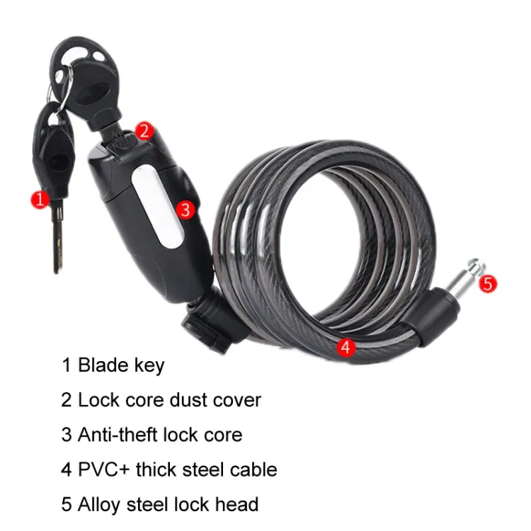 Fixed Portable Anti-theft Thickened Steel Wire Chain Bicycle Lock, Length: Matte Black 1.5m