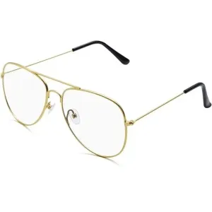 Halloween Men Costume 80s 90s Glasses Gold Frame Glasses