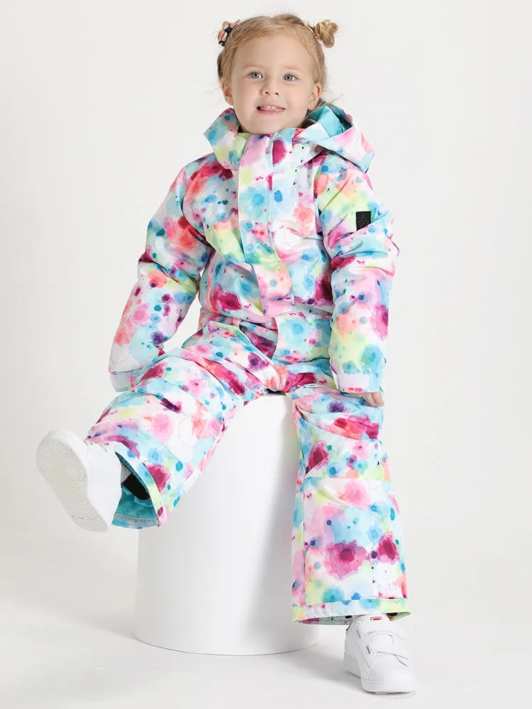 Kid's Colorful Cute Camouflage One Piece Snowboard Suit