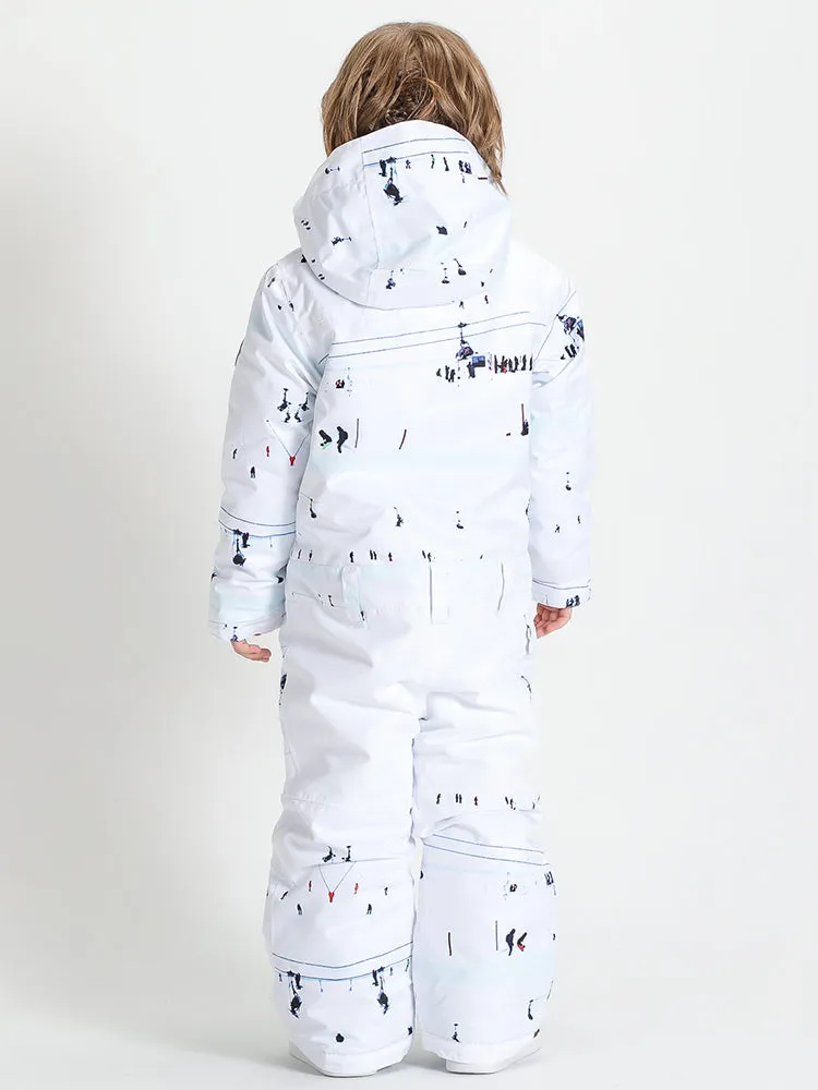 Kid's White One Piece Snowboard Suit