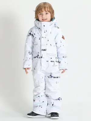 Kid's White One Piece Snowboard Suit