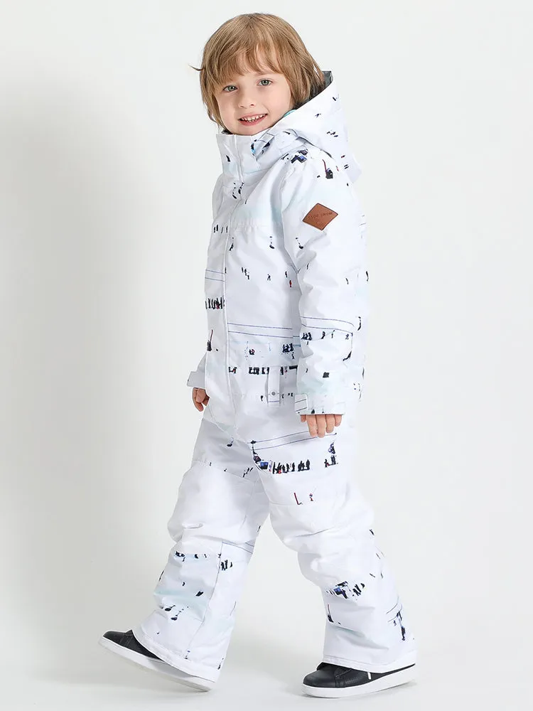 Kid's White One Piece Snowboard Suit