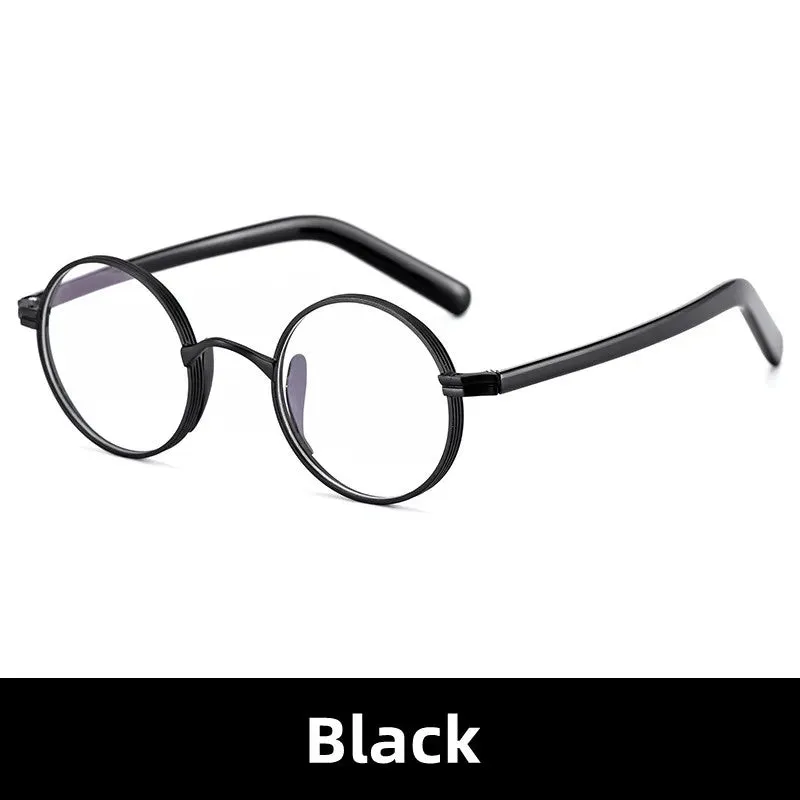 Kocolior Unisex Full Rim Small Round Titanium Hyperopic Reading Glasses 0881