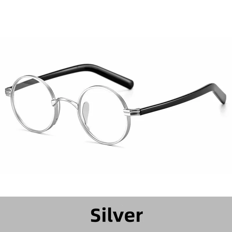 Kocolior Unisex Full Rim Small Round Titanium Hyperopic Reading Glasses 0881