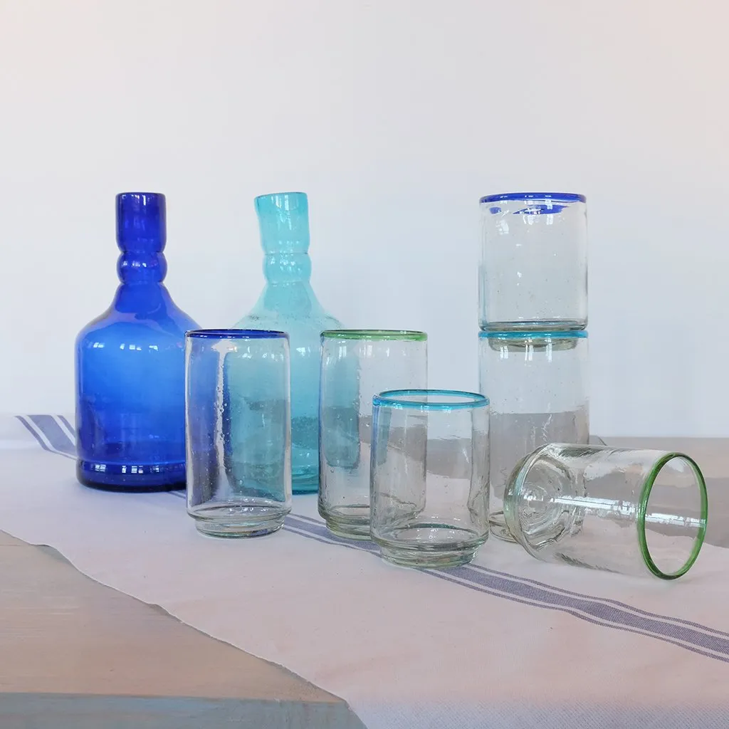 Large Aqua Rim Stacking Glass