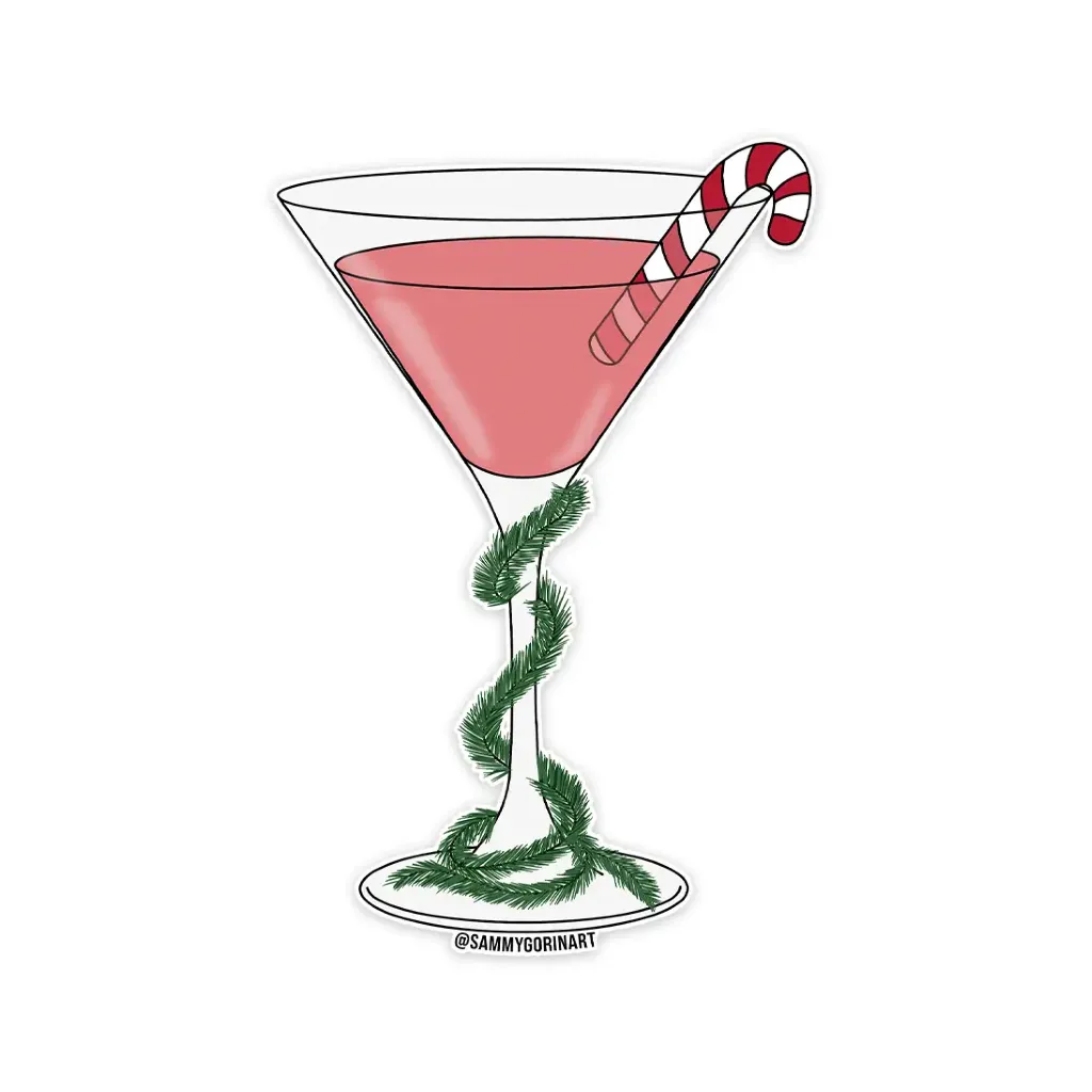 Martini Glass Christmas Sticker