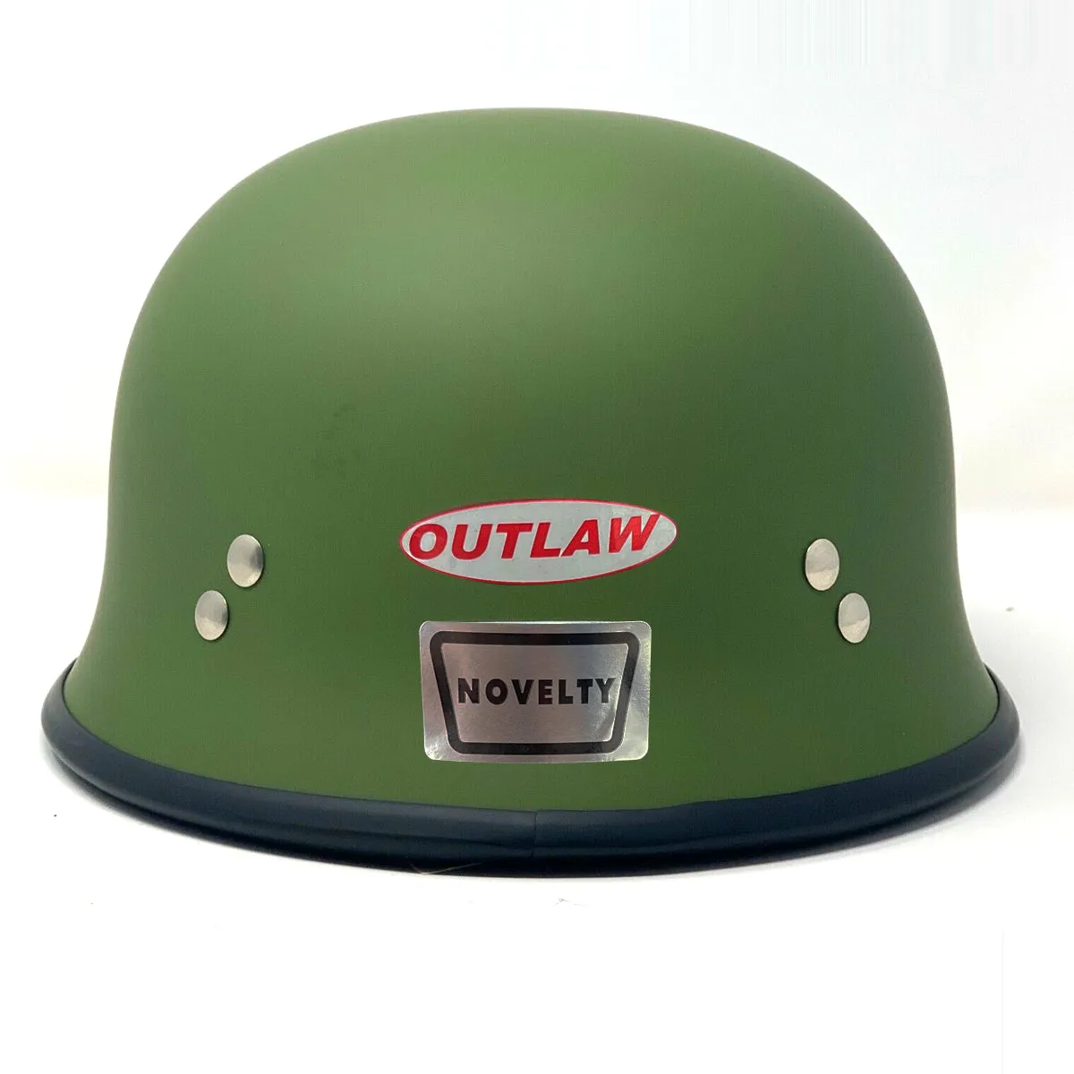 Outlaw Helmets N10 NOVELTY Green German Style Motorcycle Half Helmet for Men & Women - Adult Unisex Skull Cap for Bike Scooter ATV UTV Chopper (Medium)