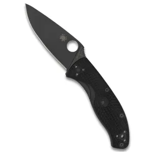 Spyderco, Tenacious Lightweight Folding Utility Pocket Knife with 3.39" Black Stainless Steel Blade and Black FRN Handle - Everyday Carry - PlainEdge - C122PBBK