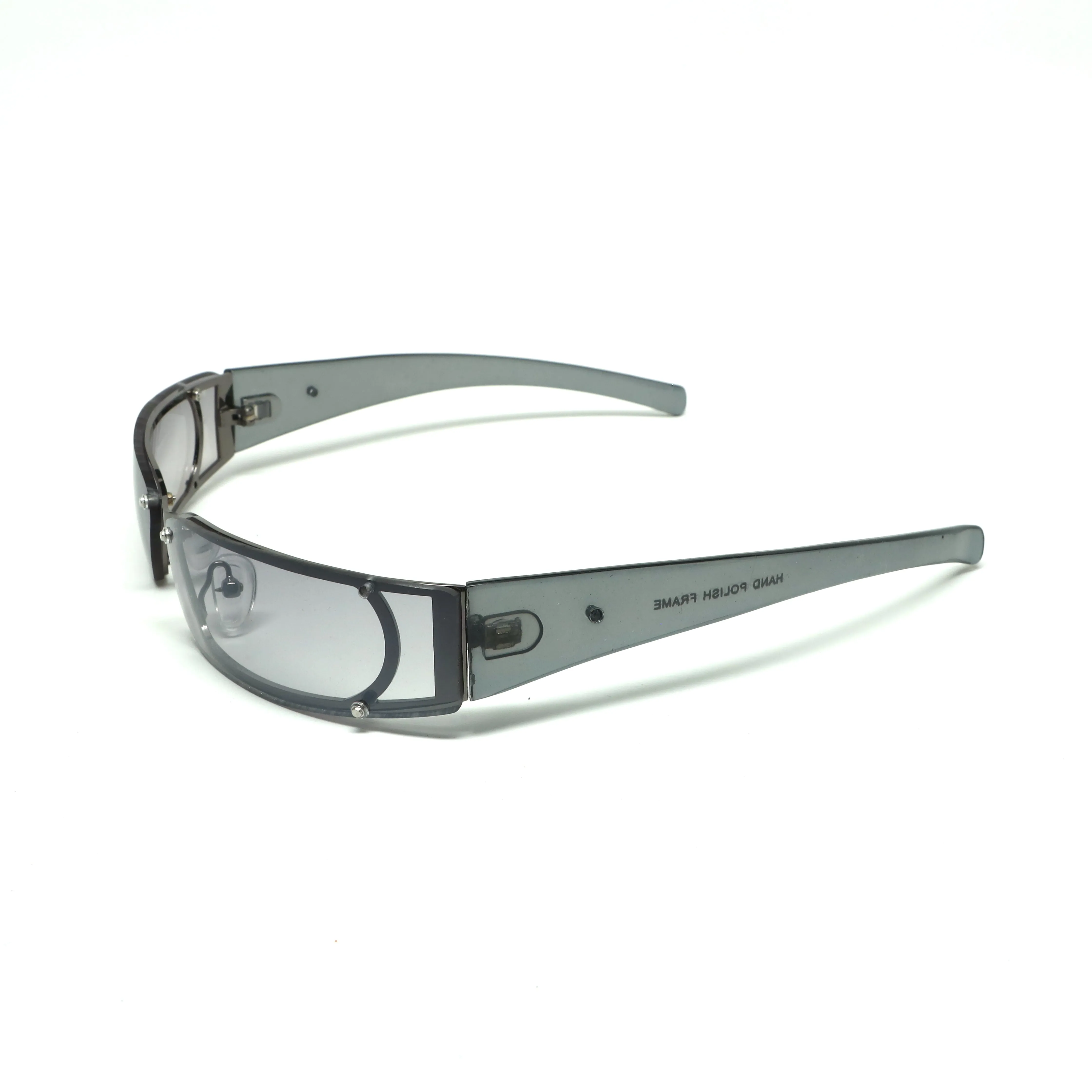 //Style 03// X-Static 1999 Slim Wraparound Rectangle Sunglasses - Grey