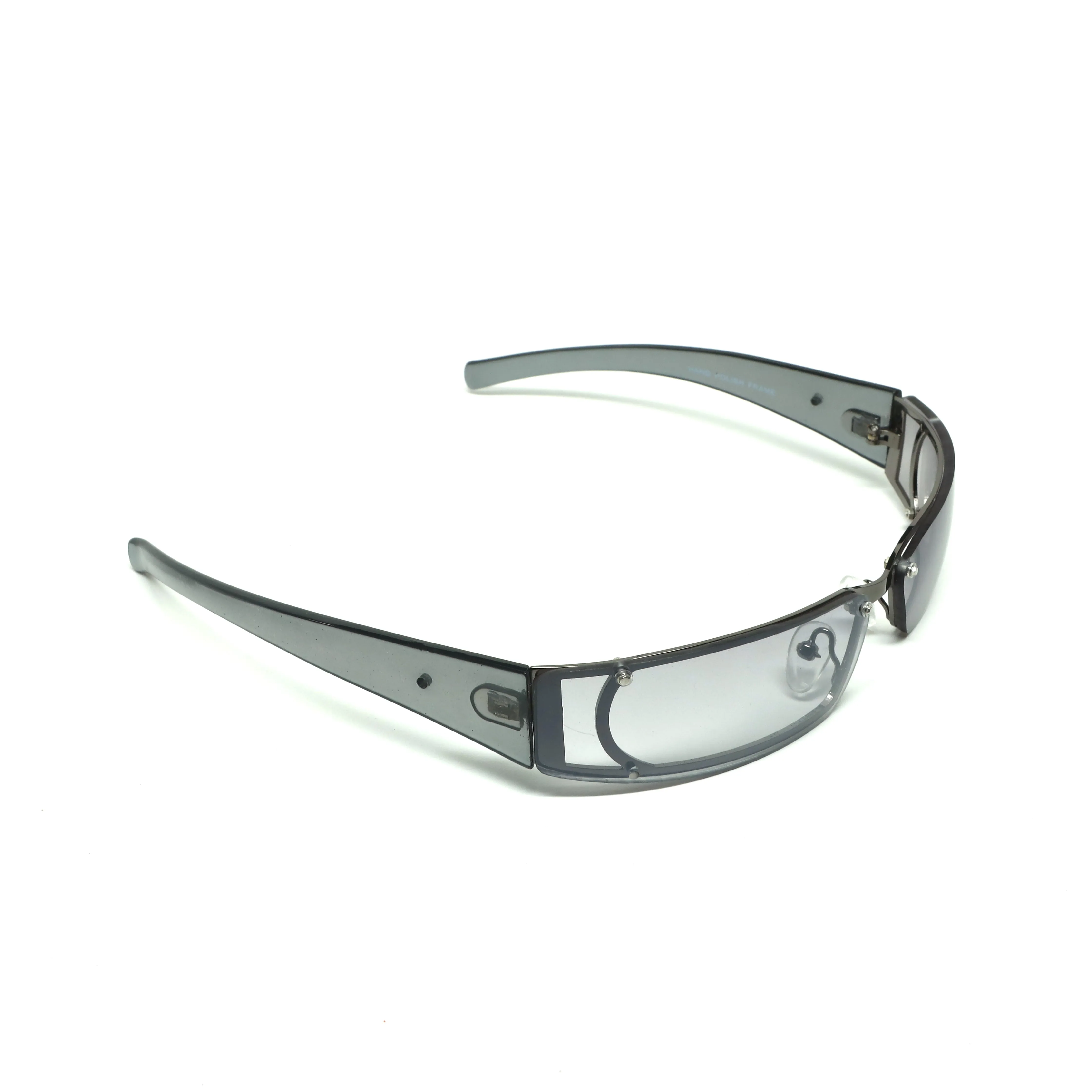 //Style 03// X-Static 1999 Slim Wraparound Rectangle Sunglasses - Grey