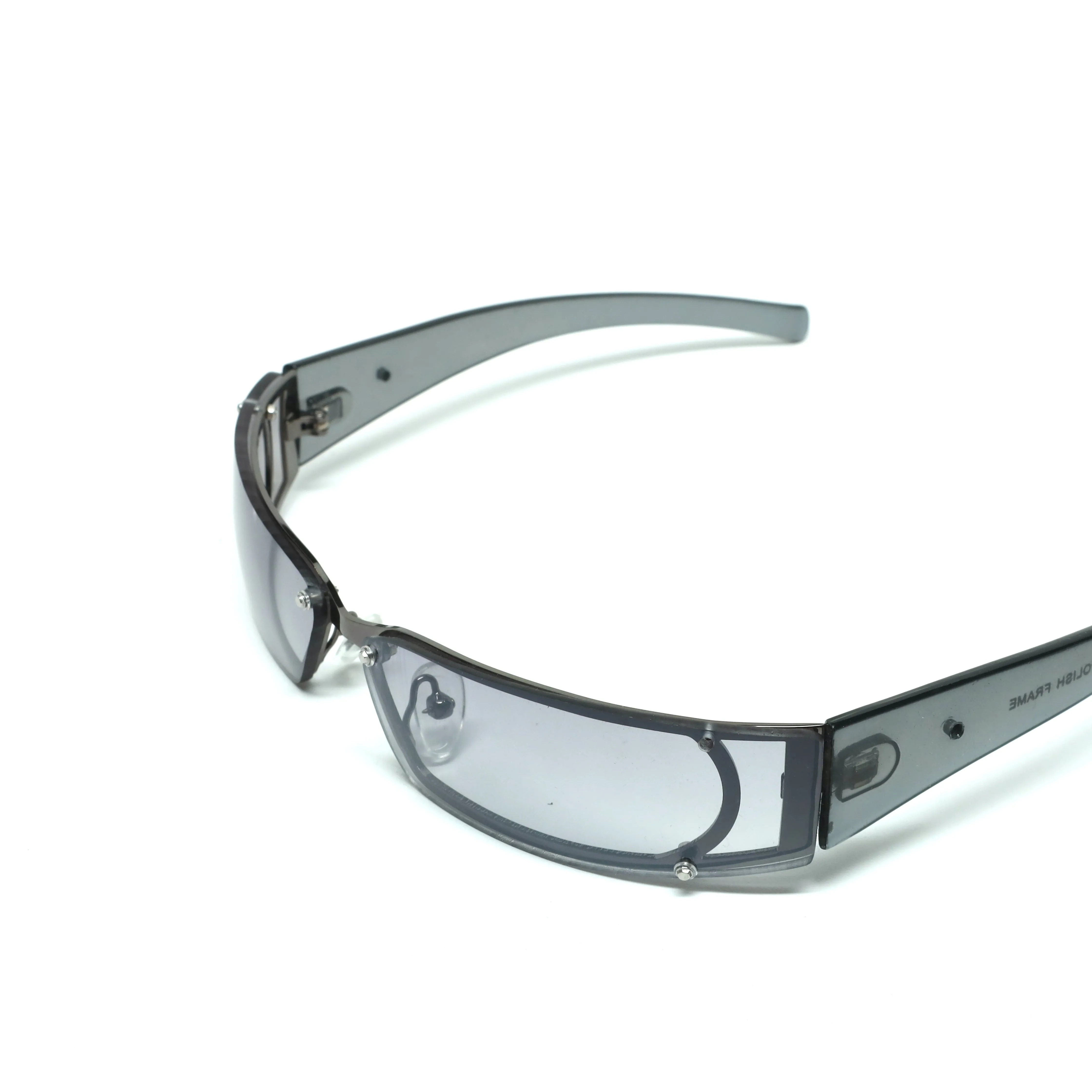 //Style 03// X-Static 1999 Slim Wraparound Rectangle Sunglasses - Grey