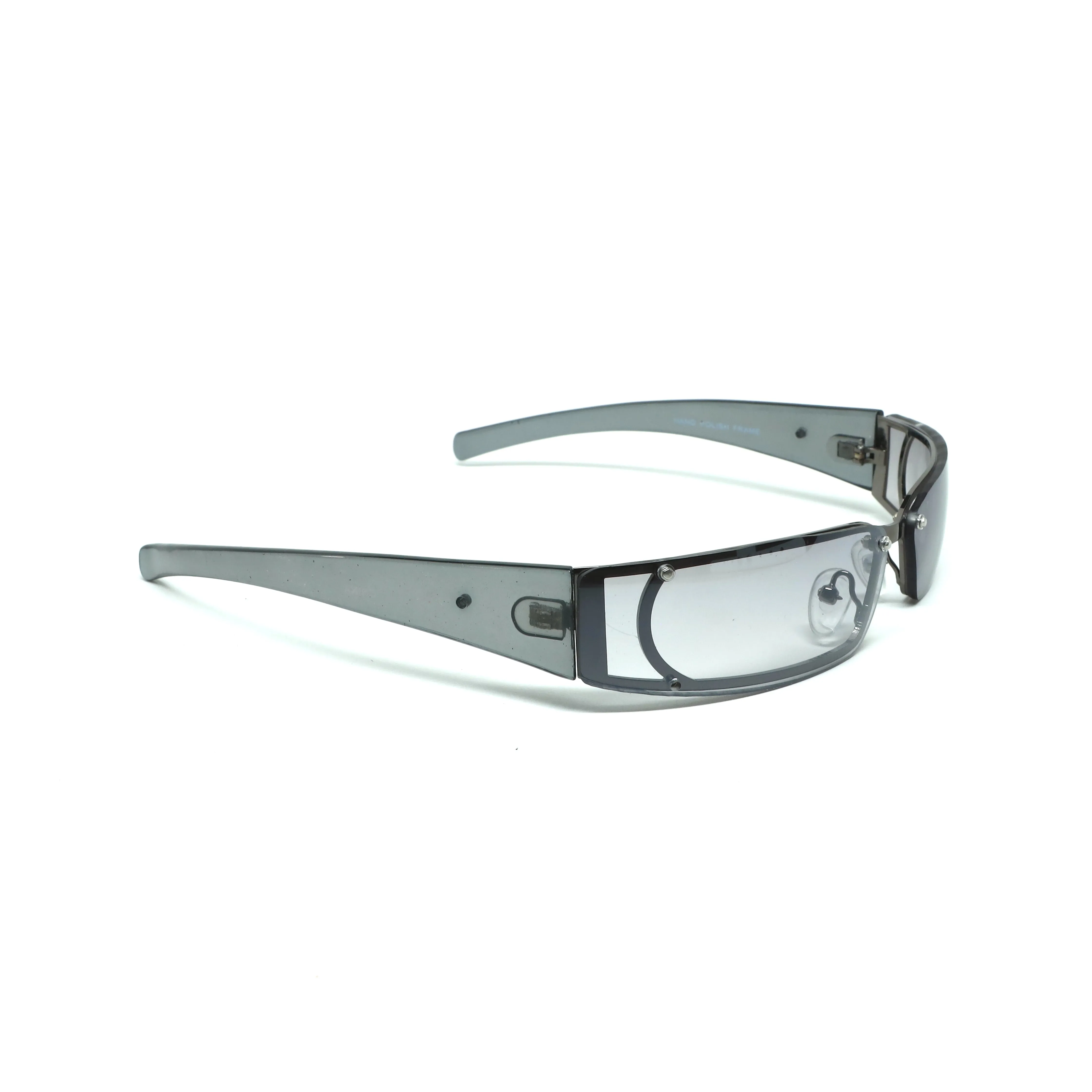 //Style 03// X-Static 1999 Slim Wraparound Rectangle Sunglasses - Grey