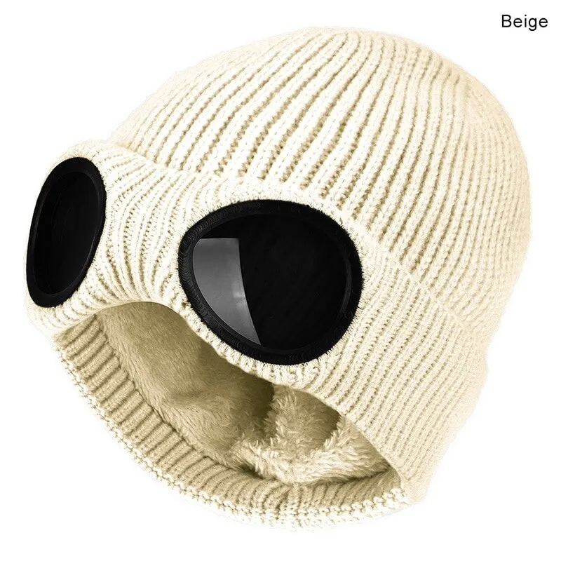 Winter Warm Knit Hats   New Fashion Unisex Adult Windproof Ski Caps with Removable Glasses Thicken Sports Multi-function Caps